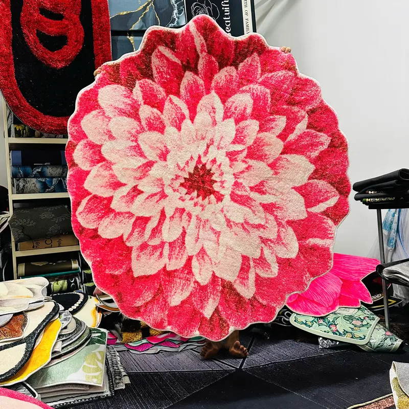 Thảm hoa lông cừu, mẫu mới kích thước 120x120cm 5