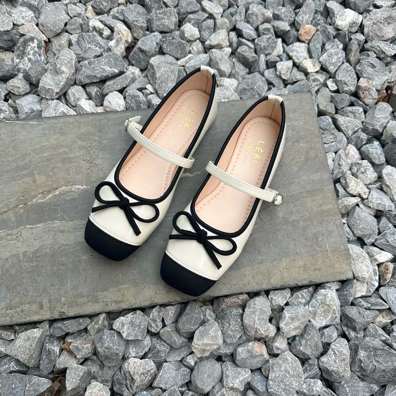 Giày búp bê pha mũi nơ nhỏ đế cao su mềm chống trơn Shoes Nữ