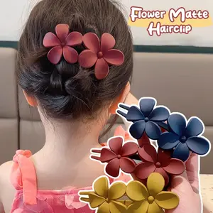 Flower Matte Hairclip Jepit Bebek Motif Bunga Warna Polos Doff, Jedai Jepit Rambut Wanita Korean Style
