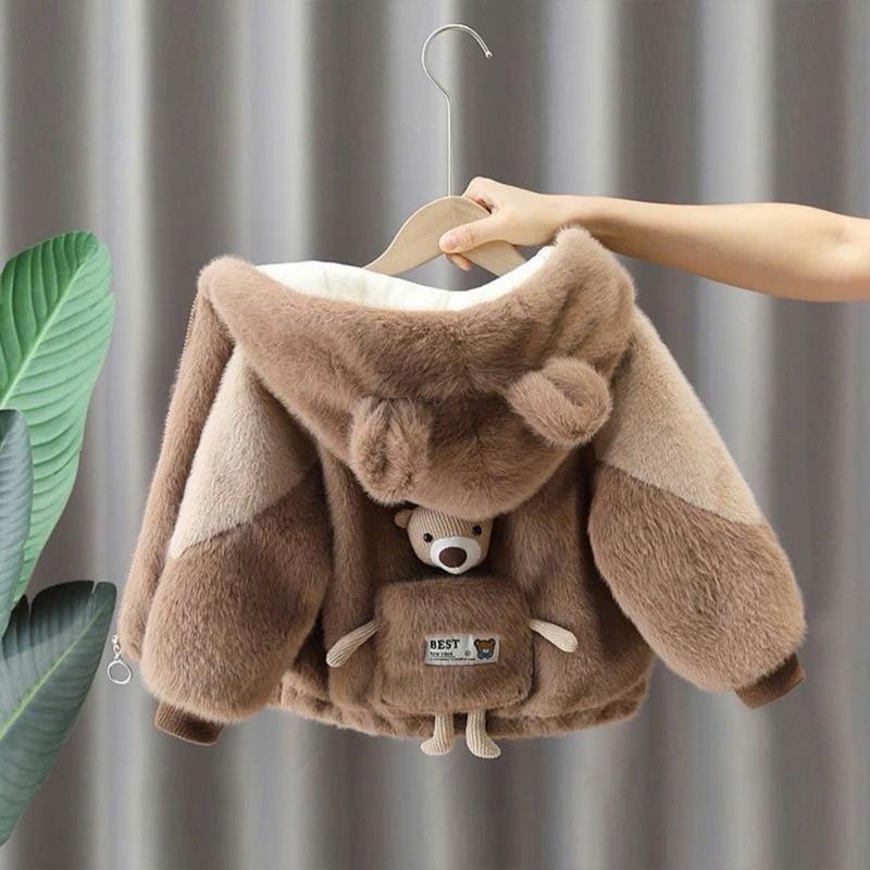   Havykids  Áo Khoác Lông Kèm Gấu Teddy Sau Lưng Cho Bé Trai Bé Gái Siêu Ấm 8-16kg 