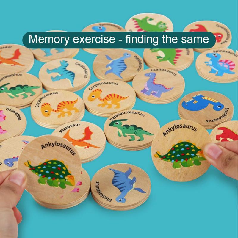 Product Introduction of Wooden Dinosaur Pattern Find the Same Game, 1 Set Puzzle Cognitive Matching Toy, Montessori Early Education Puzzle Toy For Kids, Christmas Gift 8