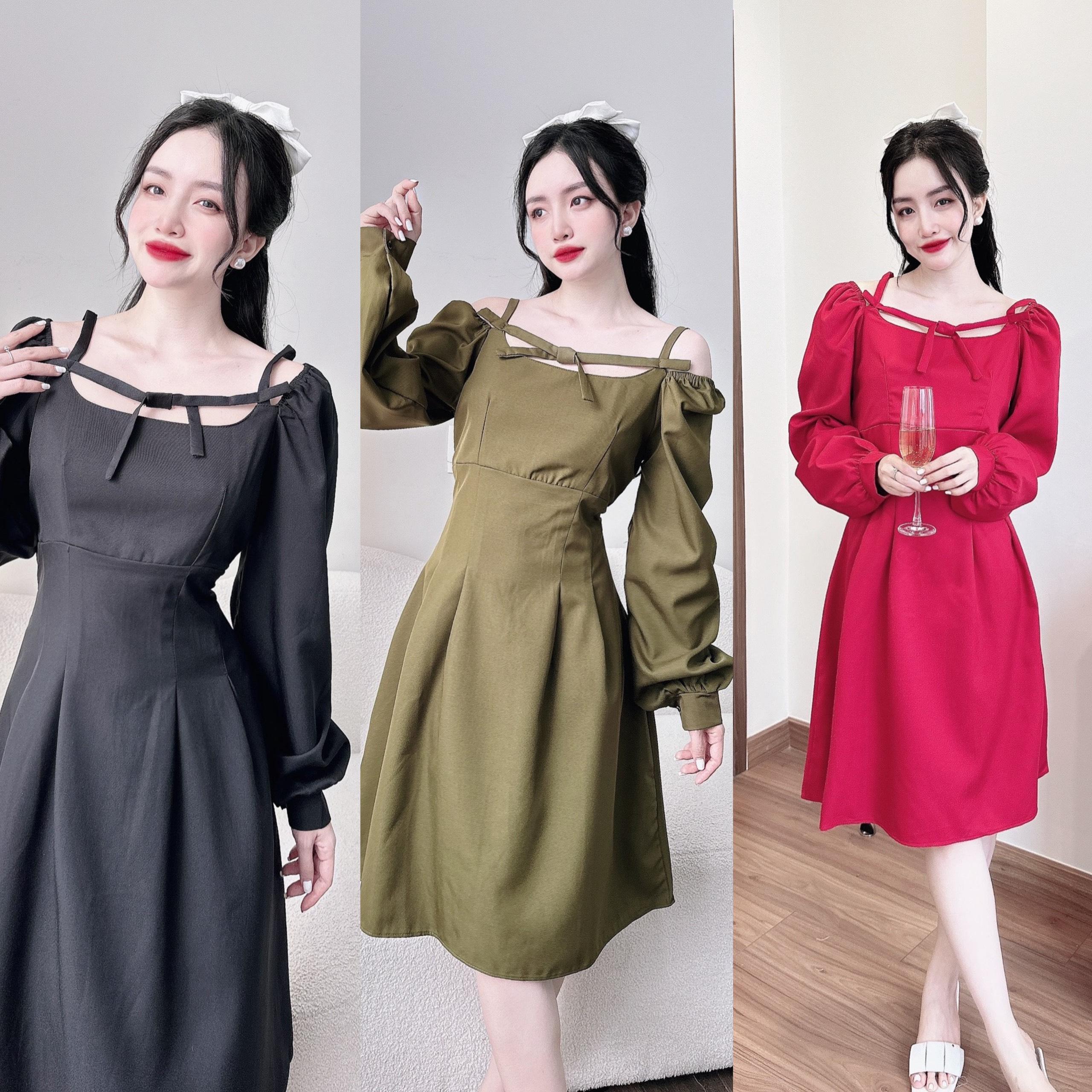 [Xả Kho] Váy Thời Trang Sét Váy Áo Dự Tiệc Cao Cấp Thanh lịch 50 - 100Kg Nữ Dress Cotton Đen Women - A.1060