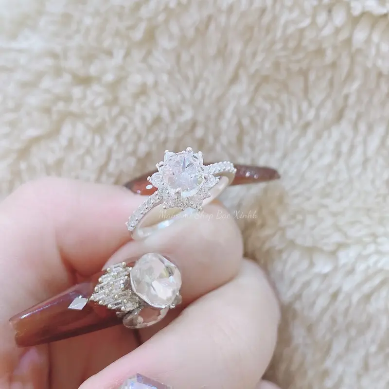 Nhẫn hoa mai 1 hàng bạc ta MAINOMI xinh xắn giá xưởng 4