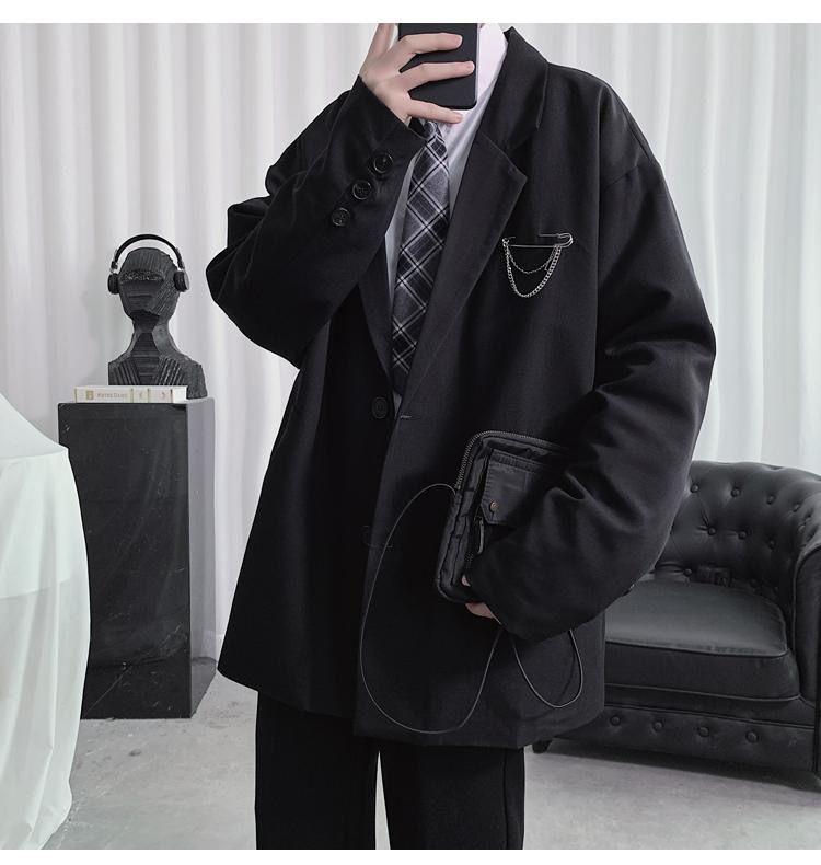 Product Introduction of 【Women in suits】Western Coat Men's 2024 New Korean Style Fashionable Loose All-Match Student Class Clothes DK Uniform Men's College Style JK Suit 5