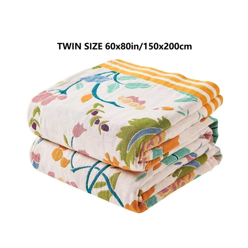 Floral Print Throw Blanket, 1 Count Boho Style Bed Blanket, Soft Comfortable Warm Blanket for Home Bedroom Sofa Couch Chair, Bedding Supplies 2