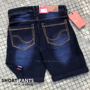 236JO - CELANA PENDEK JEANS PRIA CASUAL NON STREACH BIRU SPRAY POLOS PREMIUM SIZE 28 - 33