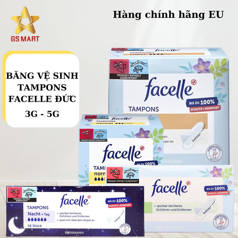   TẶNG NƯỚC XẢ  Băng vệ sinh Tampons Facelle Super Plus Băng vệ sinh dạng nút Nội địa Đức Khả năng thấm hút tốt Tampon tăm bông 
