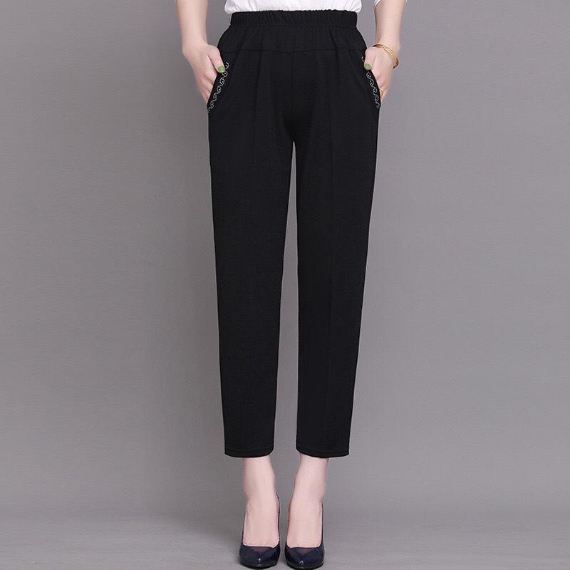 Product Introduction of Quần trung niên nữ ống đứng, quần trung niên cho các chị các mẹ Women Đen Voi Tim 6