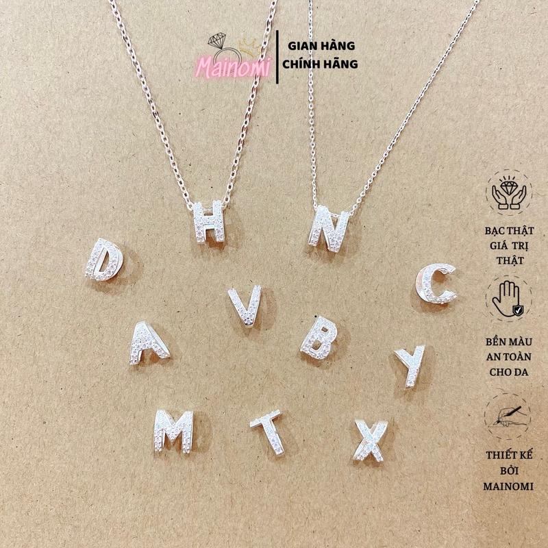 Dây chuyền mặt chữ phồng bạc ta xinh xắn chuẩn bạc MAINOMI