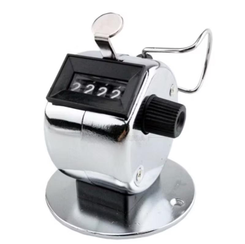 Dụng cụ đếm số lượng cơ học máy đếm số cầm tay có 4 hàng số, Máy đếm số cầm tay dụng cụ đếm số lần đa năng có chân đế