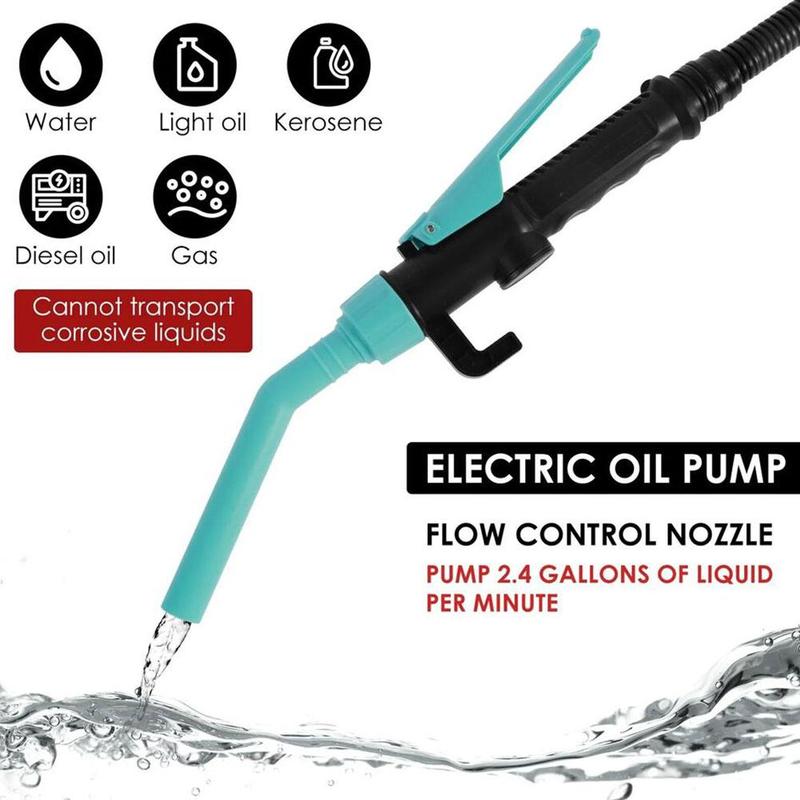 Product Introduction of 1 Pcs Plastic Fuel Transfer Pump Electric Oil Pump Controlled Flow Nozzle Car Battery Fuel Tank Oil Pump 31