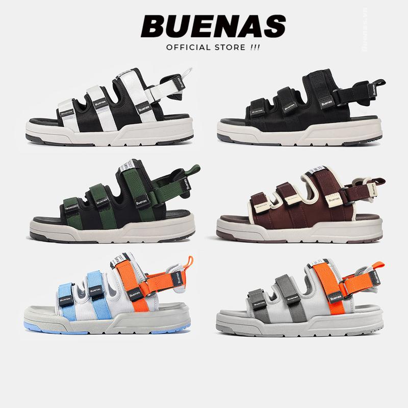 Giày sandal nam nữ Buenas 6879 - dép quai hậu đi học 3 quai ngang