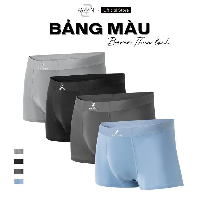 Combo 5 quần lót nam boxer PAZZINI thun lạnh cao cấp, quần sịp nam co giãn 4 chiều, thấm hút kháng khuẩn tốt - BX006