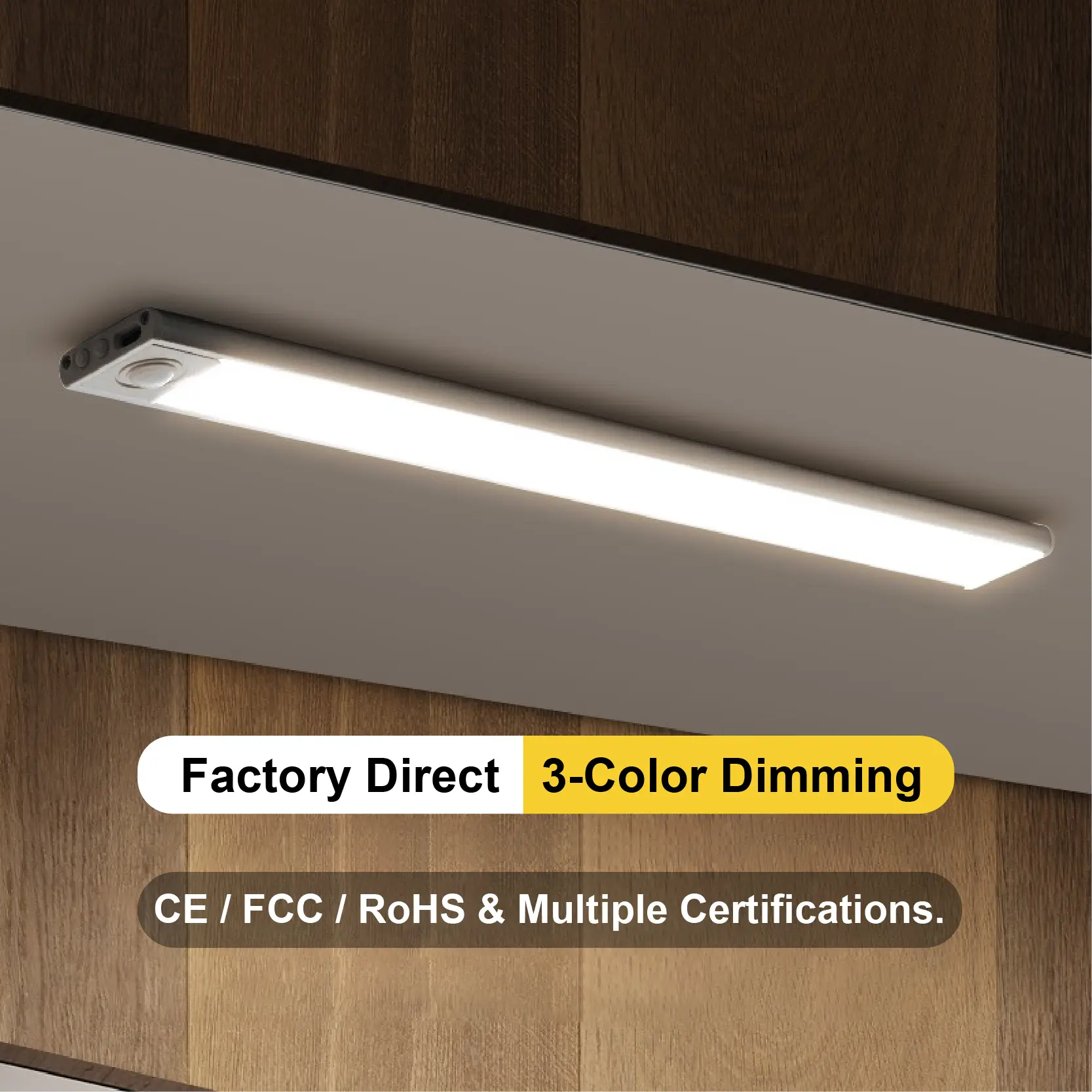 Ultra-Slim Smart Rechargeable Motion Sensor LED Light Strip with Magnetic Self-Adhesive for Closet, Cabinet & Wine Cellar (Hidden Bulbs Design)