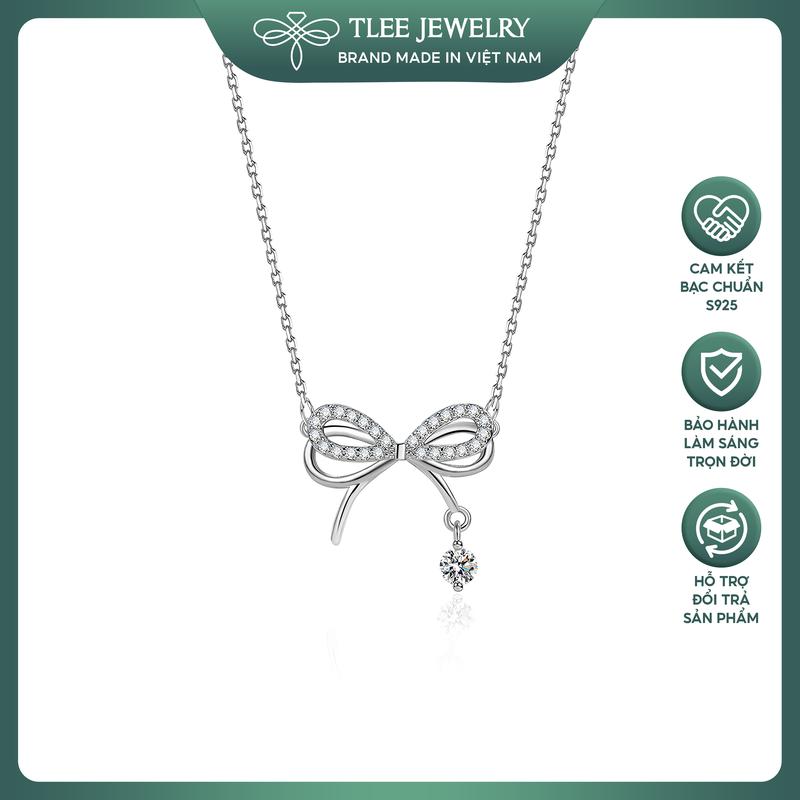 Dây chuyền bạc nữ TLEEm vòng cổ hình nơ thắt treo hạt đá nhẩy nữ tính TLEE JEWELRY D0271