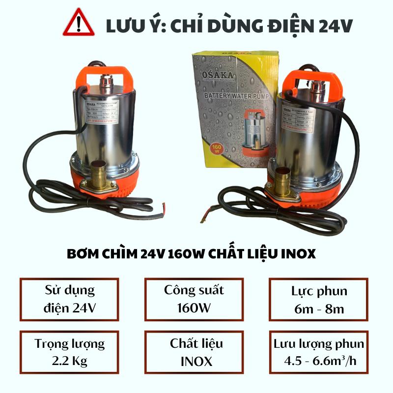  Máy Bơm Chìm OSAKA 12V 24V 160W 180W - Bơm Nước Hút Đáy Chống Ngập Chất Thải - Thép Không Gỉ Inox 