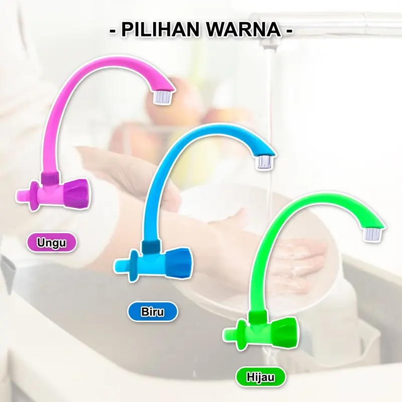 Kran Angsa Handle Mahkota PVC Minimalis / Kran Air Cuci Piring Plastik Ungu Putih Biru Hijau 0