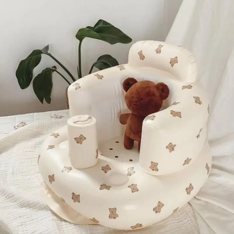 Cute Cartoon Bear Pattern Baby Chair, Baby Learning Seat, Soft Cushion Cozy Baby Chair for Newborns, Leaning Chair Infant & Toddler Furniture, Summer Gift, Girls Birthday Gift, High Chair, Girls Birthday Gift, Teddy Chairs Sets for Girl 8