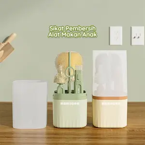 6in1 Portable Sikat Botol Bayi Travel Brush Kit Bottle Cleaner Set Sikat Pembersih Botol Dot