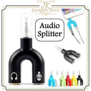 Audio Splitter Adapter 3.5mm Mic Stereo Jack U Shape HP Laptop PC Smartphone