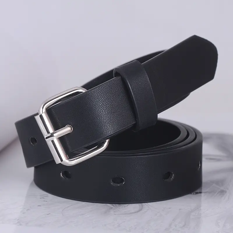 Belt Dress Simple Versatile Fashion Women Leather Thin Skinny Metal Gold Elastic Buckle Waistband Belt Dress Accessories