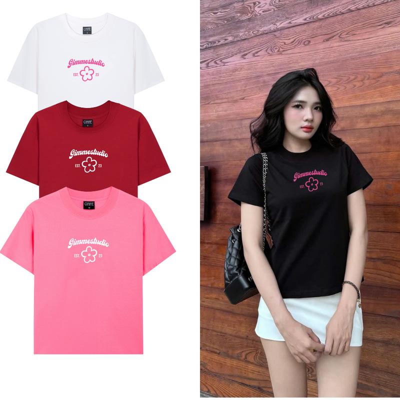 [HÀNG MỚI] Áo BabyTee Gimme -  Hoa In Pet Gimmestudio - Thun Cotton Mềm Mịn 250gsm - 2 Chiều Cổ Tròn