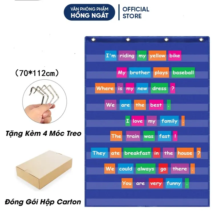 Bảng cài thẻ pocket chart 10 tầng, đồ dùng học tập giáo cụ dạy học tiếng anh văn phòng phẩm GC19 0