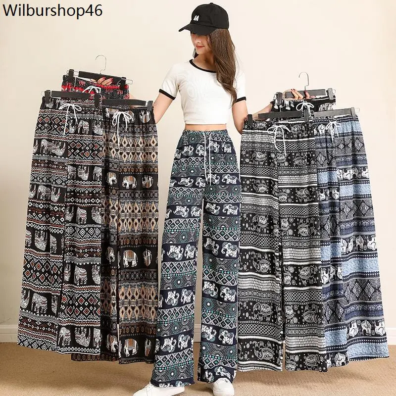 แนะนำ 98-พร้อมส่งจากไทย กางเกงช้างขาปล่อย ผ้าดีผ้าเบาใส่สบายใส่แล้วขาไม่เต่อ​