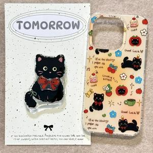 Black Cat Stand Chain Compatible with Apple 16 15 Pro Max Phone Case iPhone 14 Full Coverage 131211   XRXs