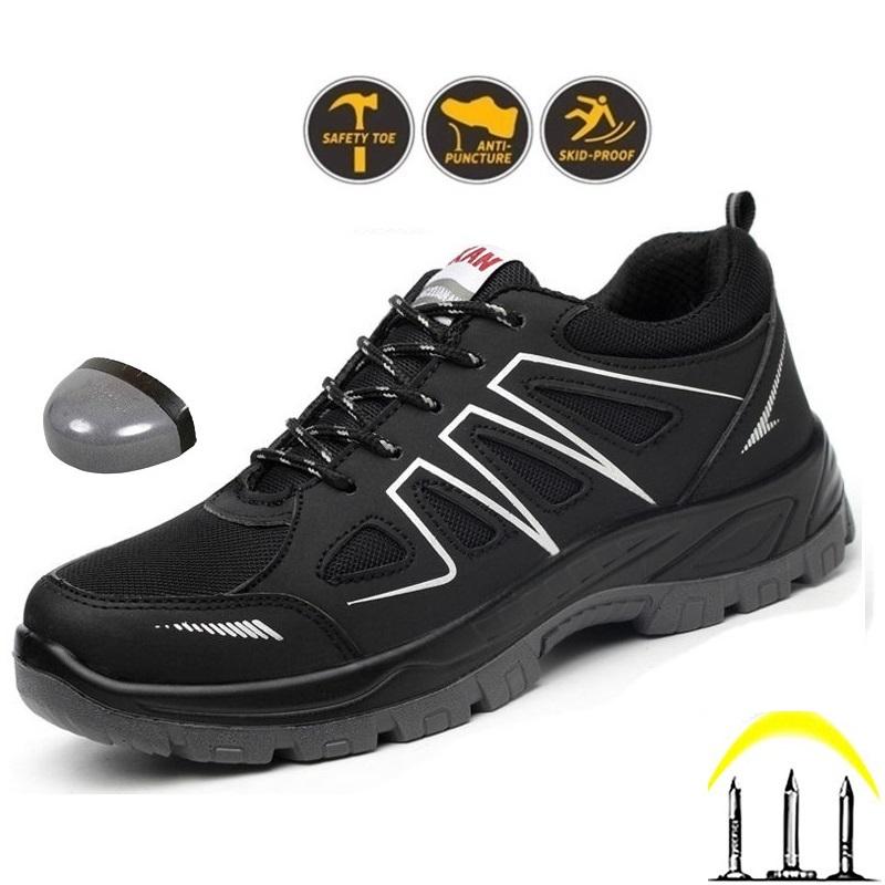 Giày Bảo Hộ Lao Động GBH19  MũiThép,Đế Kevarl Kiểu Dáng Thể Thao -Phù Hợp Leo Núi- Công Trình-Phượt- Chống va đập,Chống Đinh Màu Đen 