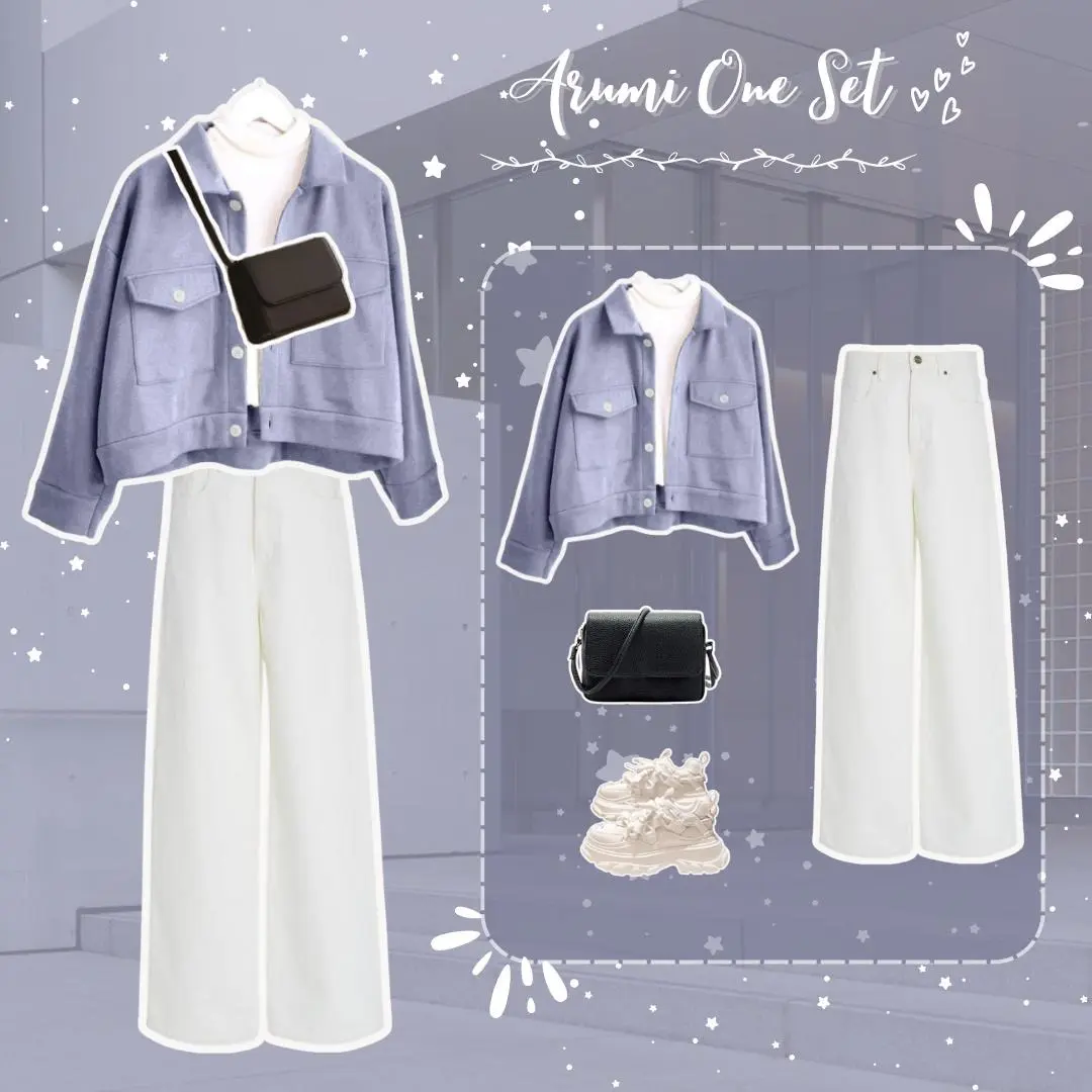 WFD-Arumi One Set Korean Style | OOTD Korean Style (Outer Oversize , Inner, Celana Jeans) Setelan Hangout Wanita