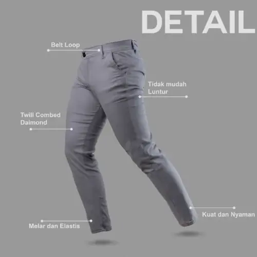 DMC-6001 celana Chino panjang pria celana Chino skinny pants celana pria celana panjang celana Chinos panjang pria celana Chino hitam celana Katun Muda Nyaman Pensil 2