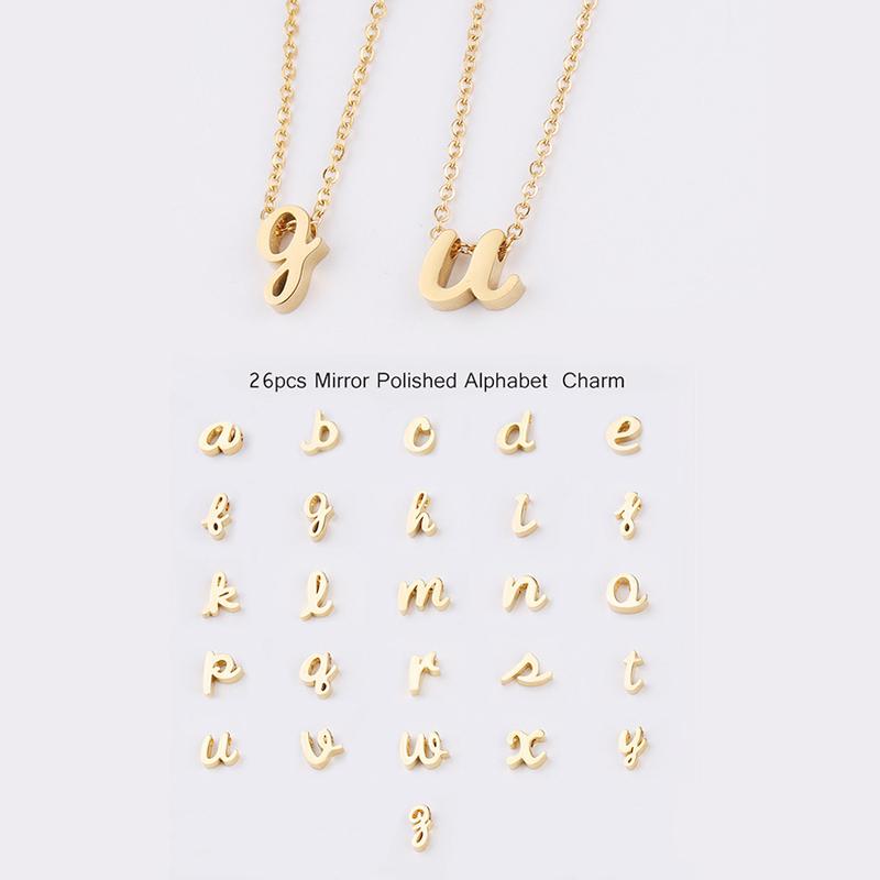 Product Introduction of Trendy New Fashion Hot Selling Lowercase English Letter Necklace Stainless Steel English Letter Beaded Necklace Necklace 11