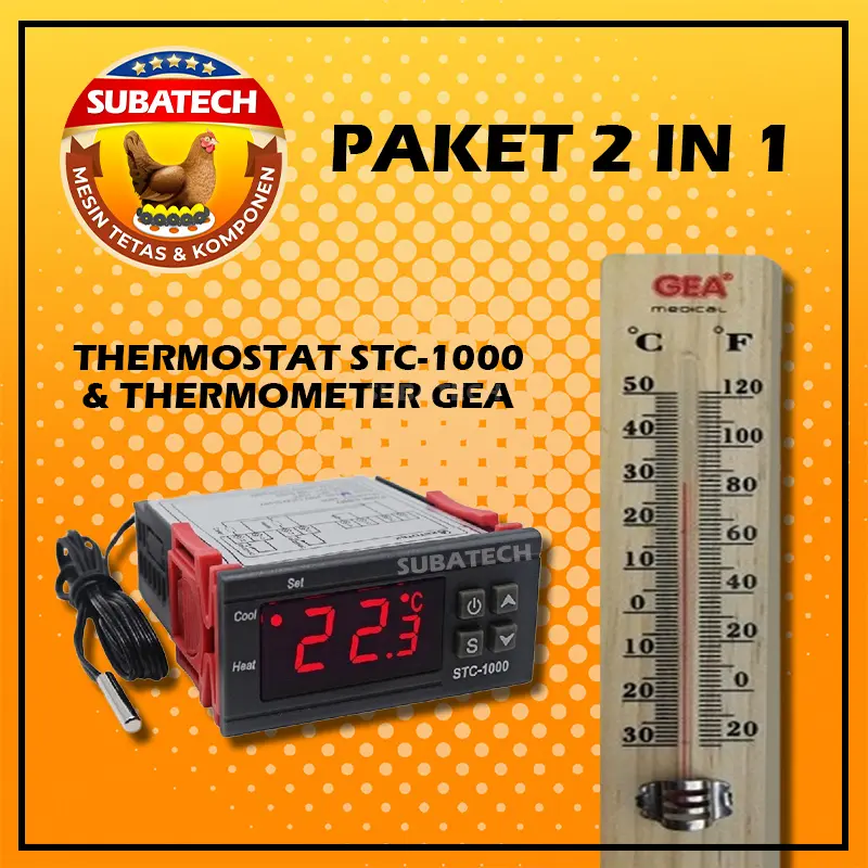 Paket Thermostat Termostat STC-1000 TGea Termometer Thermometer Gea Mesin Tetas Telur Full Otomatis