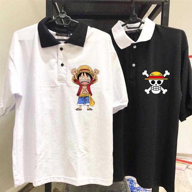 Áo One Piece , áo Luffy one piece có cổ - áo sơ mi tay lửng anime đảo hải tặc