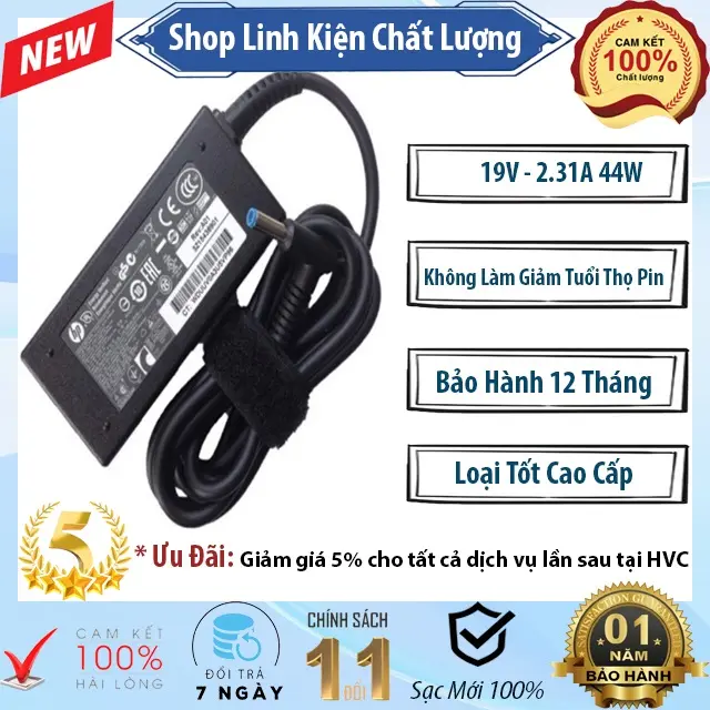 Sạc Laptop Dòng H.P 19V - 2.31A 44W Đầu Kim Nhỏ