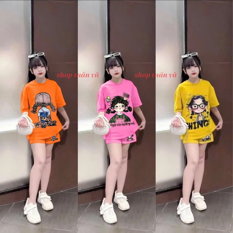 Bộ quần áo cộc tay mùa hè hot trend vô cùng xinh xắn dành cho bé gái mẫu TÓC XÙ từ 15-44kg - SHOP TUẤN VŨ.