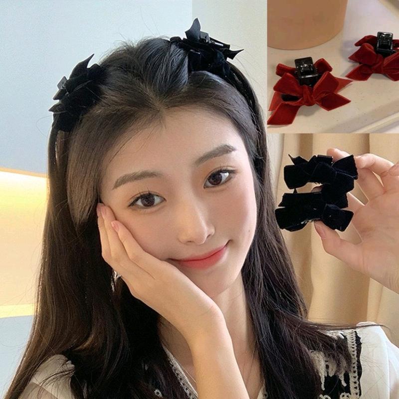 Set 2 kẹp càng cua đính nơ nhung dễ thương M93