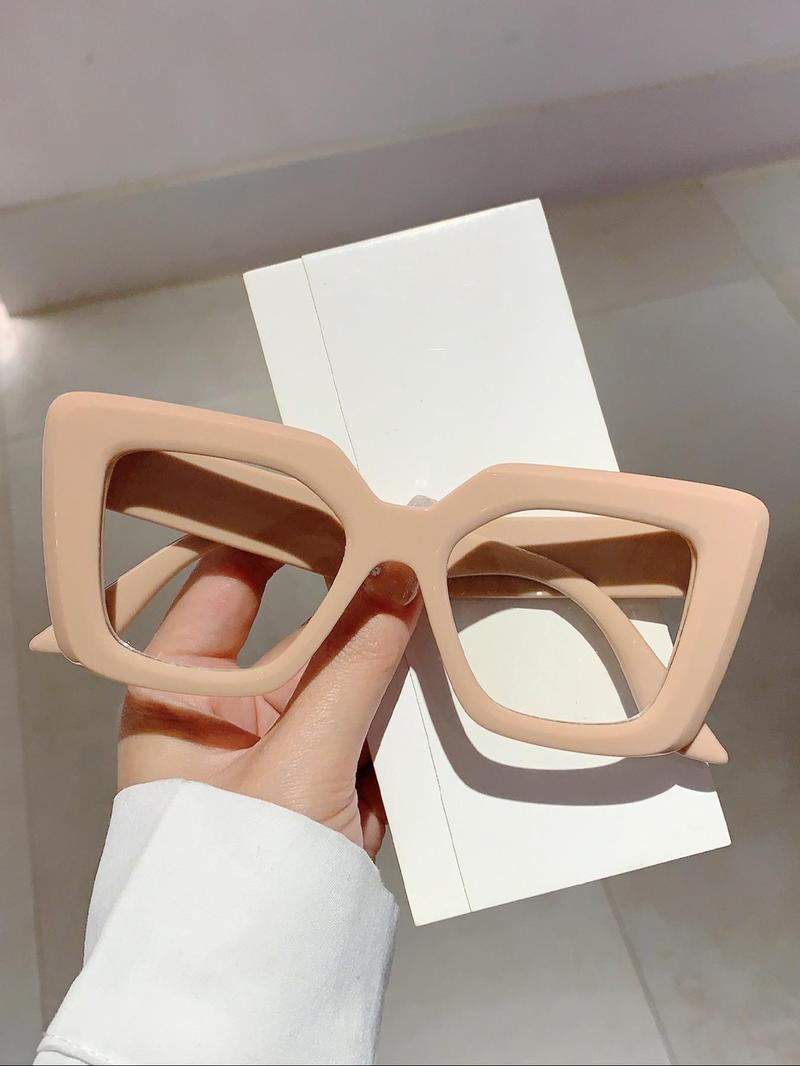 Product Introduction of Unisex Simple Style Plain Color Large Frame Eyeglasses, Trendy Casual Eyeglasses for Everyday Use, Fashion Accessories for Outdoor Activities 3