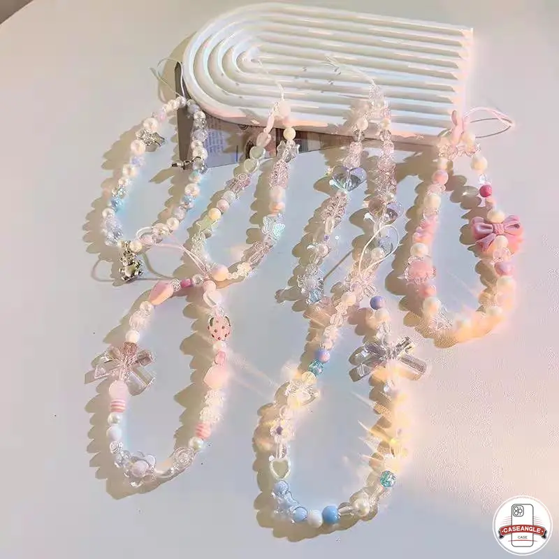 Phim Hoạt Hình Đầy Màu Sắc Hoa Tươi Mơ Mơ Crystal Bowknot Điện Thoại Chuỗi Dây Treo Dây Chuyền Hoạt Hình
