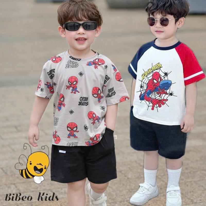 Bộ quần áo ngắn tay in SPIDER MAN CHO BÉ TRAI, Bộ quần áo chất COTTON thoải mái…