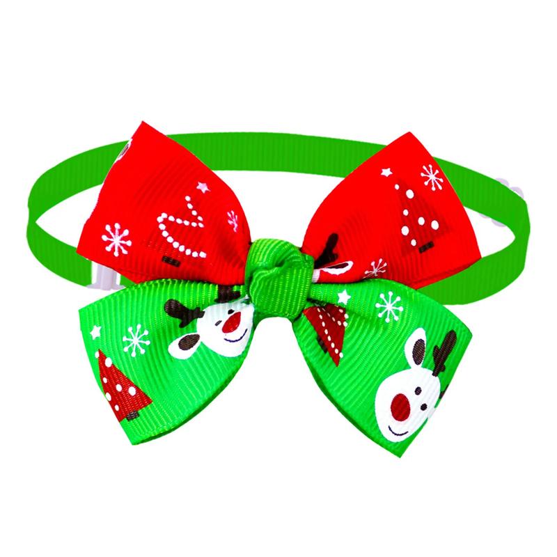 Product Introduction of Pet Bow Tie Christmas Series Pattern Decorative Adjustable Pet Dogs Cats Bowknot Collar for Festival Practical Cats Collar 3