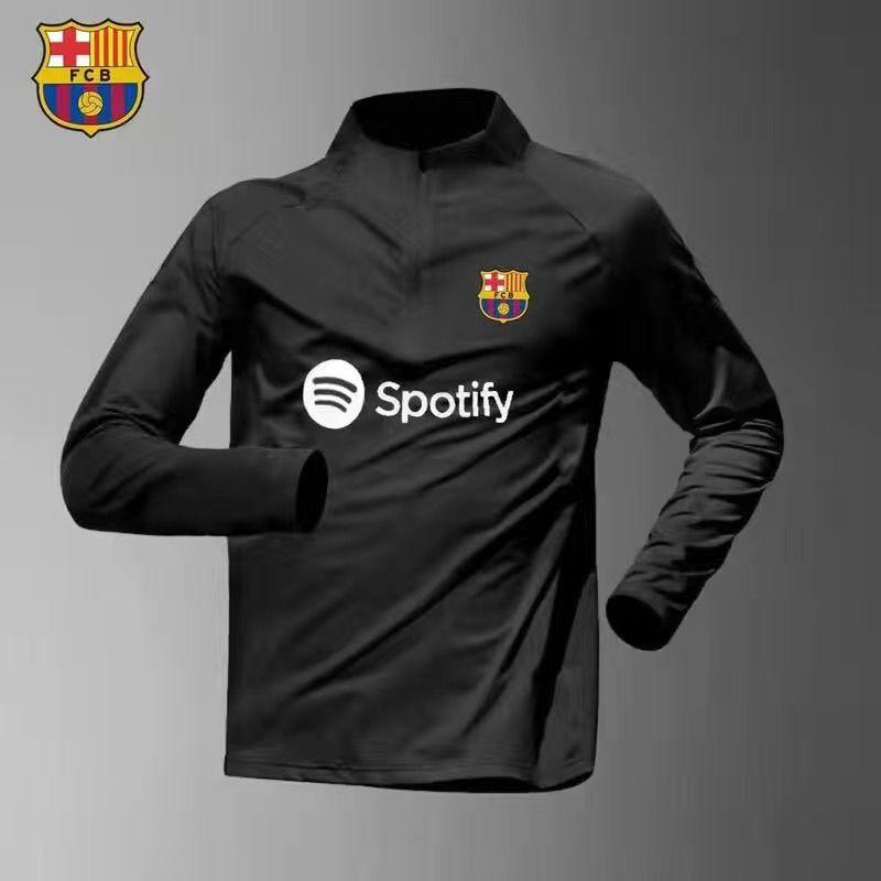 2425 Barcelona Real Madrid Bóng đá nửa có khóa kéo Cổ đứng dài tay Quần áo tập luyện Phù hợp với nam giới Chạy bộ thể thao khô nhanh Bộ hai mảnh 5