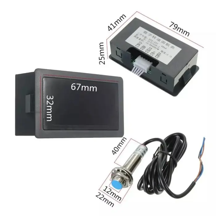 Tachometer Hall Proximity Switch Sensor Speed Rpm Meter LED Display WRR-2827 Biru Blue Hitam 2