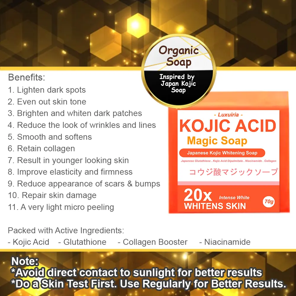 Luxuiria Kojic Acid with Collagen Magic Soap - Japanese Kojic Whitening Milk Soap with Japanese Glutathione, Kojic Acid Dipalmitate, Collagen Booster and Niacinamide 70g - TikTok Shop Philippines Luxuiria Kojic Acid with Collagen Magic Soap - Japanese Kojic Whitening Milk Soap with Japanese Glutathione, Kojic Acid Dipalmitate, Collagen Booster and Niacinamide 70g - TikTok Shop Philippines