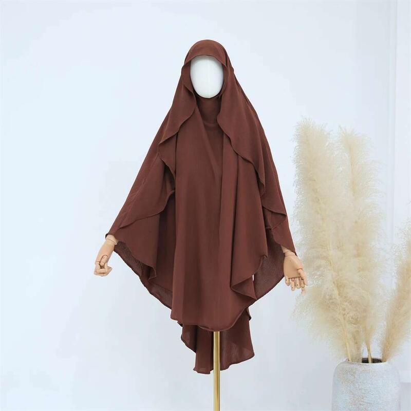 Product Introduction of Ramadan Solid Khimar Abaya Dubai Niqab Turkey Arabic Muslim Hijab Islam Prayer Clothes For Women Djellaba Turban Musulmans Femme 16