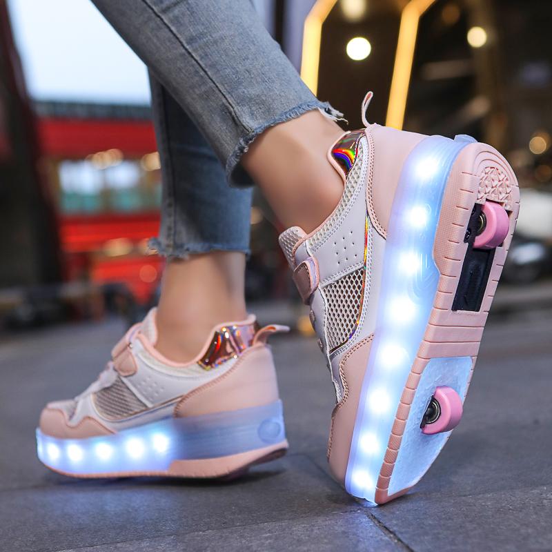 Giày Giày Thể Thao Hai Bánh Chiếu Sáng LED, , Dành Cho Giày Trượt Patin Trẻ Em, Giày Chiếu Sáng Đầy Màu Sắc Cho Trẻ Em, Giày Thể Thao Cho Bé Gái Và Bé Trai Có Bánh Xe 5