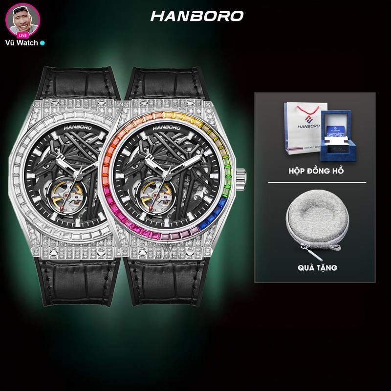 Đồng Hồ Nam HANBORO 722-2 [4648] | Kính khoáng | Miyota | Tặng 1 bóp đựng