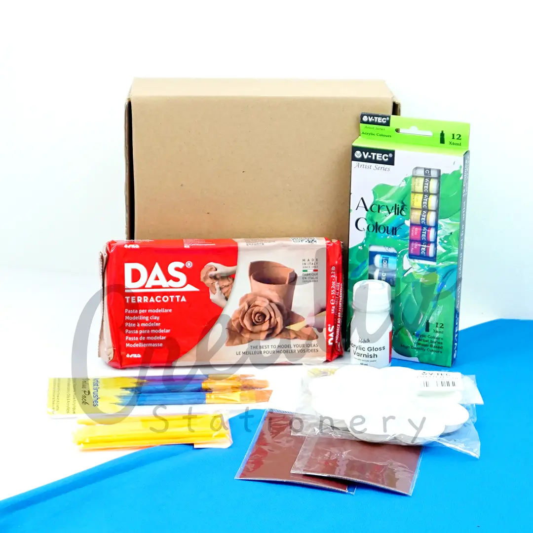 DIY Paket Kerajinan Tanah Liat PREMIUM Kit Air Dry Clay Set 500 gr & 1 kg