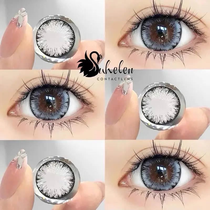 SUHELEN • (LENS CÓ CẬN  )Kính Áp Tròng LENS XÁM MẮT MÈO GIÃN TO 14.5 BABY LONG LANH 1